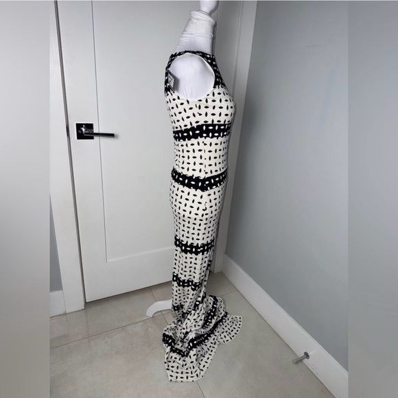 Adam Selman Black & Ivory Patterned Column Maxi Dress/Size 0 - Picture 4 of 10